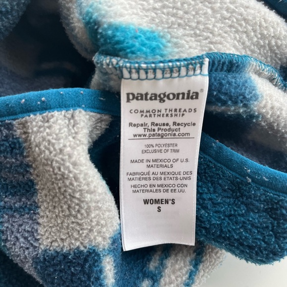 Patagonia Women 's Synchilla T Snap Pullover Fleece Multi Blue Size Small Rare - Picture 7 of 10